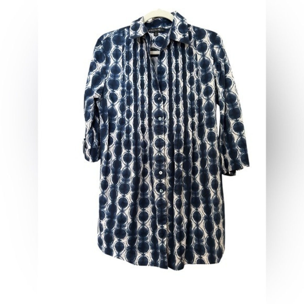 Lafayette 148 New York Navy and White Blouse